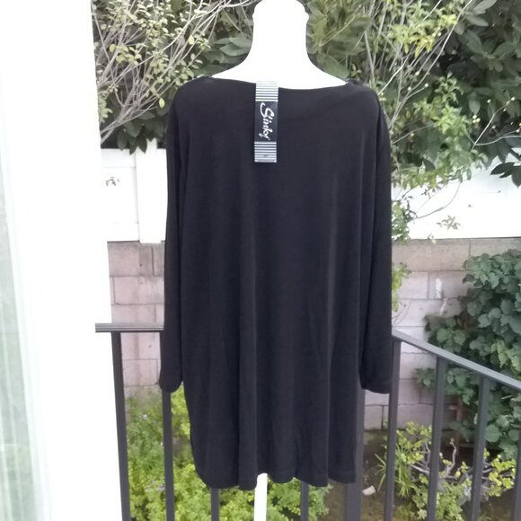 Slinky Brand Women XXL Petite Black Knit Top with Embellished Front Vintage - Picture 6 of 7
